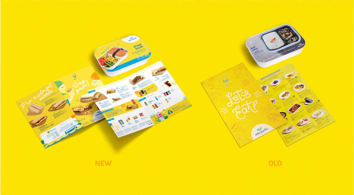 Image showing the menu spread and some inflight meals.