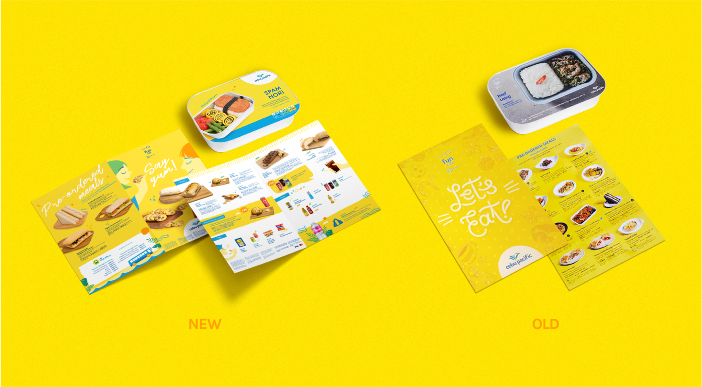 Image showing the menu spread and some inflight meals.